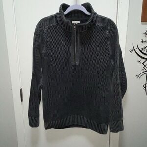 Carbon 2 Colbalt Sweater 1/4 Zip Heavy Knit Sweater Grey Black Mens Medium